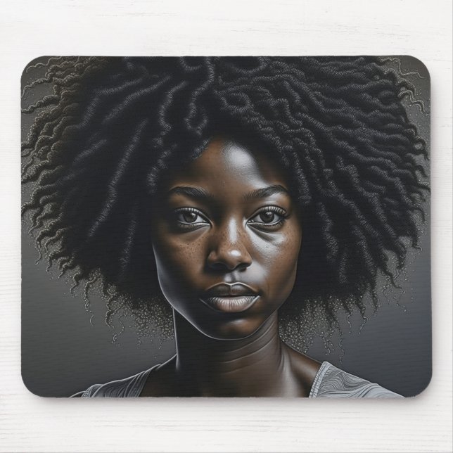 Beautiful African American Woman Ai Art Mouse Pad (Front)