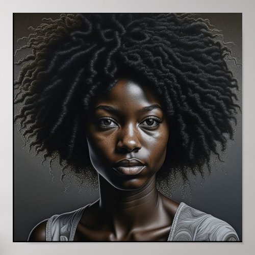 Beautiful African American Woman Ai Art Poster