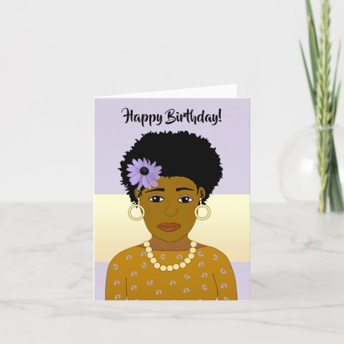 Beautiful African American Woman Birthday Thank You Card
