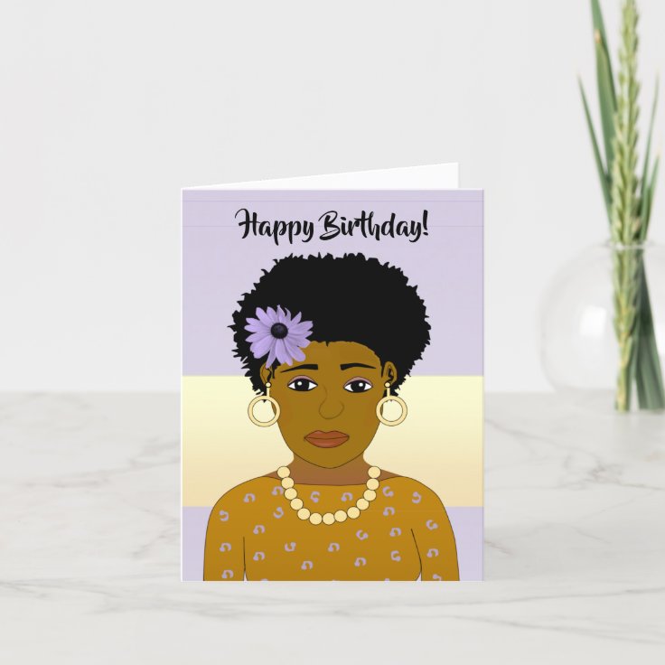 Beautiful African American Woman Birthday Thank You Card | Zazzle