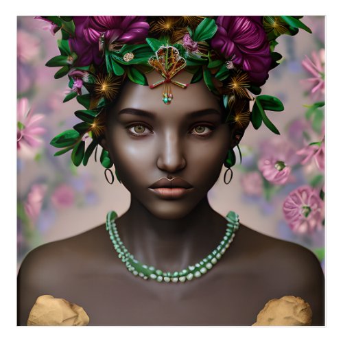 Beautiful African_American Woman with Flowers Acrylic Print