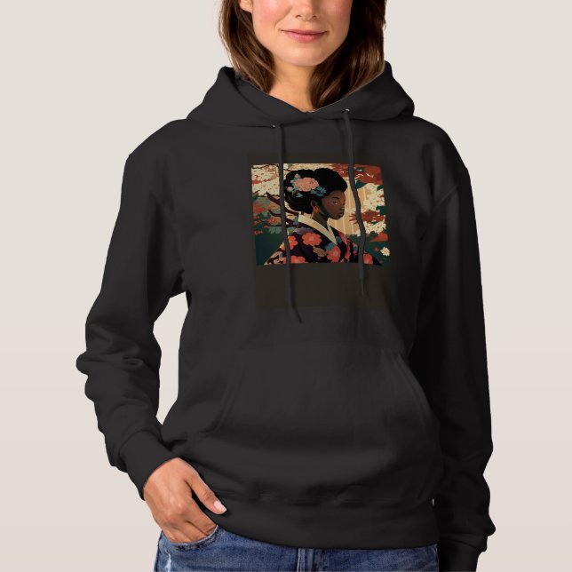 Beautiful African Asian woman in kimono Afro Asian Hoodie (Front)