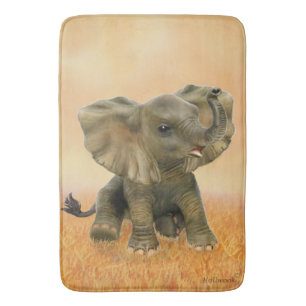 Beautiful African Baby Elephant Bathroom Mat