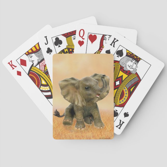 Beautiful African Baby Elephant Poker Cards (Back)