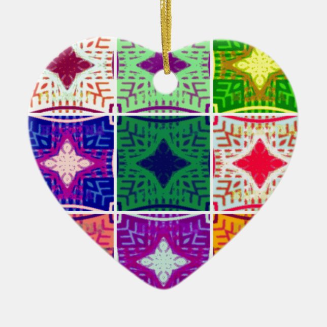Beautiful African Checkered Art Print Ceramic Ornament (Front)