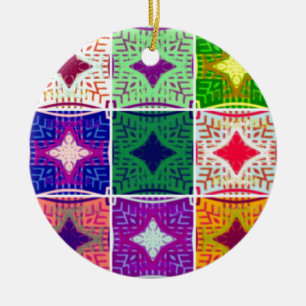 Beautiful African Checkered Art Print Ceramic Ornament