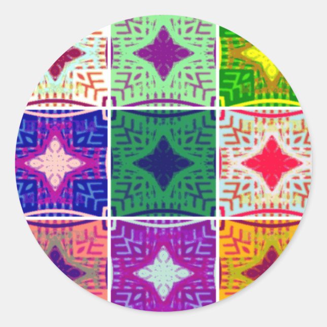 Beautiful African Checkered Art Print Classic Round Sticker (Front)