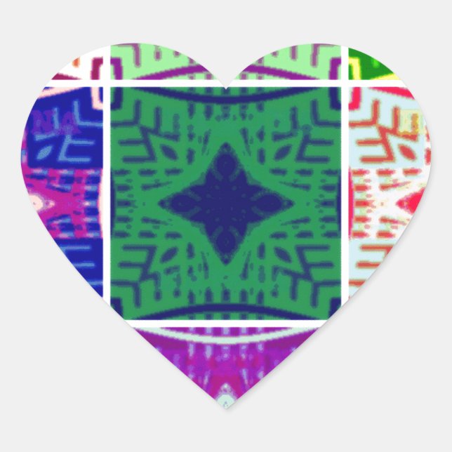 Beautiful African Checkered Art Print Heart Sticker (Front)