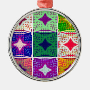 Beautiful African Checkered Art Print Metal Ornament