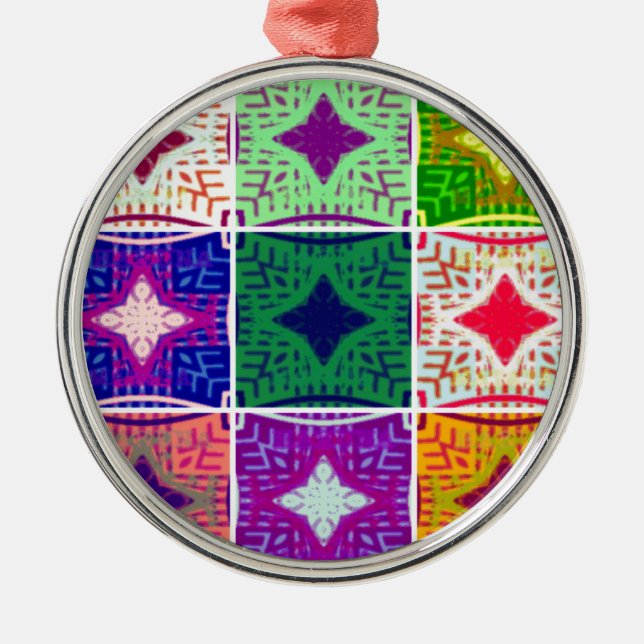 Beautiful African Checkered Art Print Metal Ornament (Front)