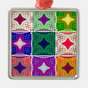 Beautiful African Checkered Art Print Metal Ornament