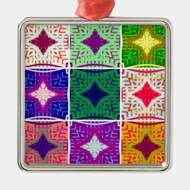 Beautiful African Checkered Art Print Metal Ornament (Front)