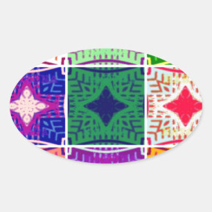 Beautiful African Checkered Art Print Oval Sticker