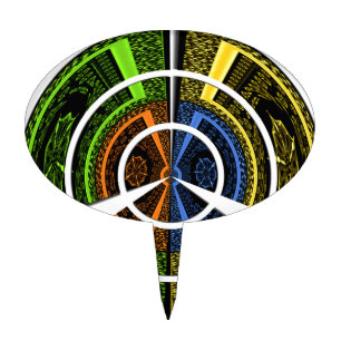 Beautiful African colorful Circular Illustrations Cake Topper