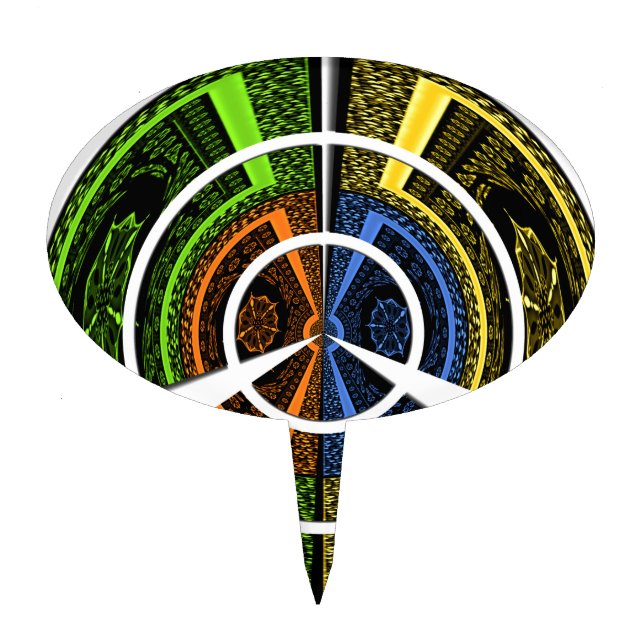 Beautiful African colorful Circular Illustrations  Cake Topper (Front)