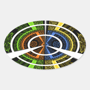 Beautiful African colorful Circular Illustrations  Oval Sticker