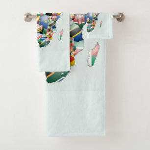 Beautiful African Continent Colorful Custom Map Bath Towel Set