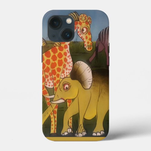 Beautiful African Elephant Giraffe animal safari  iPhone 13 Mini Case