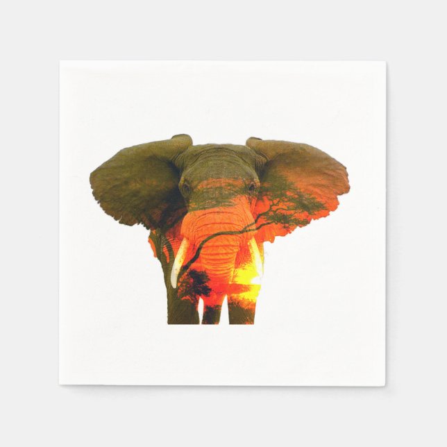 Beautiful African Elephant in the Serengeti Napkins (Front)