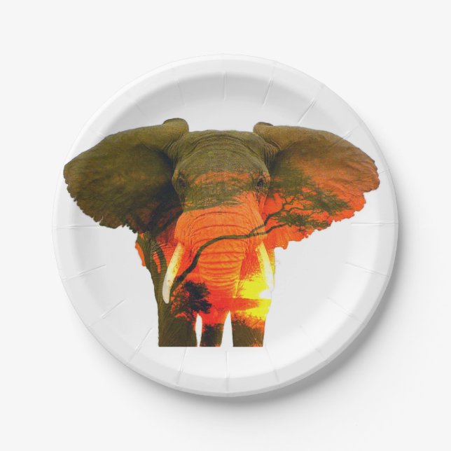 Beautiful African Elephant in the Serengeti Paper Plates (Front)