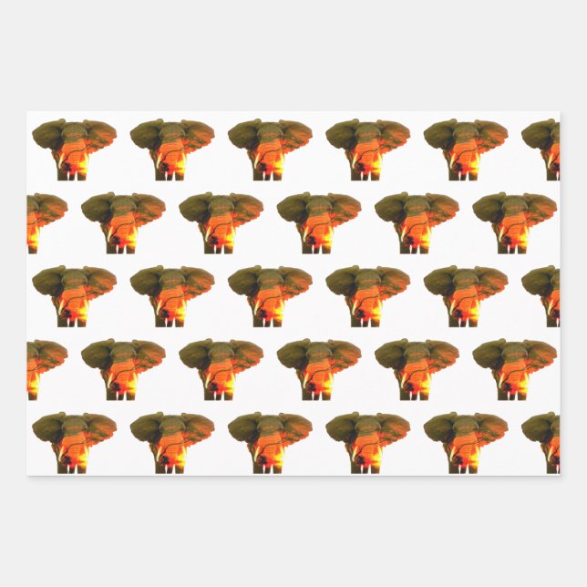 Beautiful African Elephant in the Serengeti Sunset Wrapping Paper Sheets (Front)