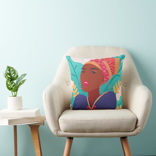 Beautiful African Girl Throw Pillow (Chair)
