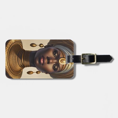 Beautiful African Goddess with coiled fabric hat Luggage Tag