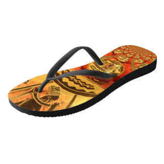 Beautiful African Golden Red Color Art Design Flip Flops