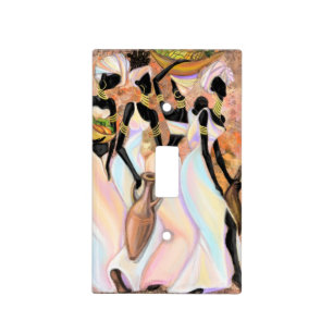 Beautiful African Ladies Modern Art Style Painting Light Switch Cover