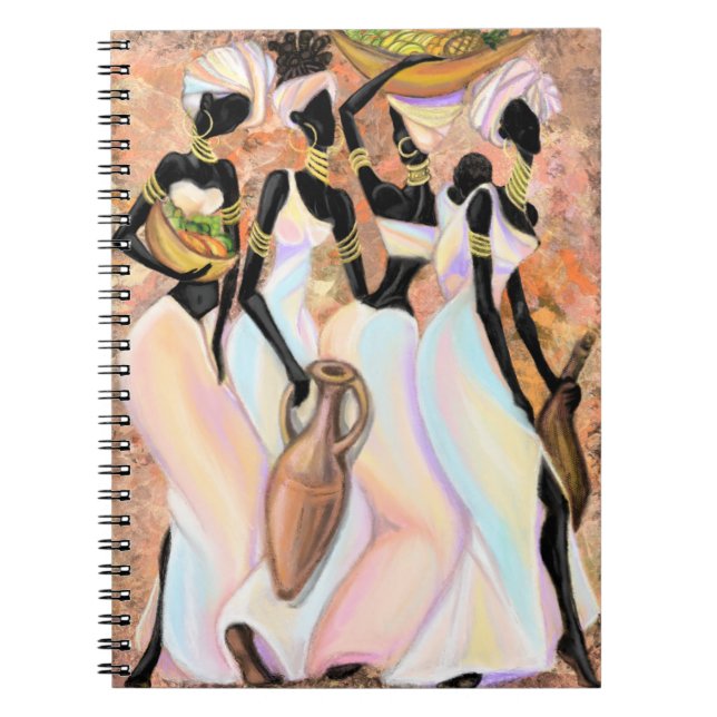 Beautiful African Ladies Modern Art Style Painting Notebook (Front)