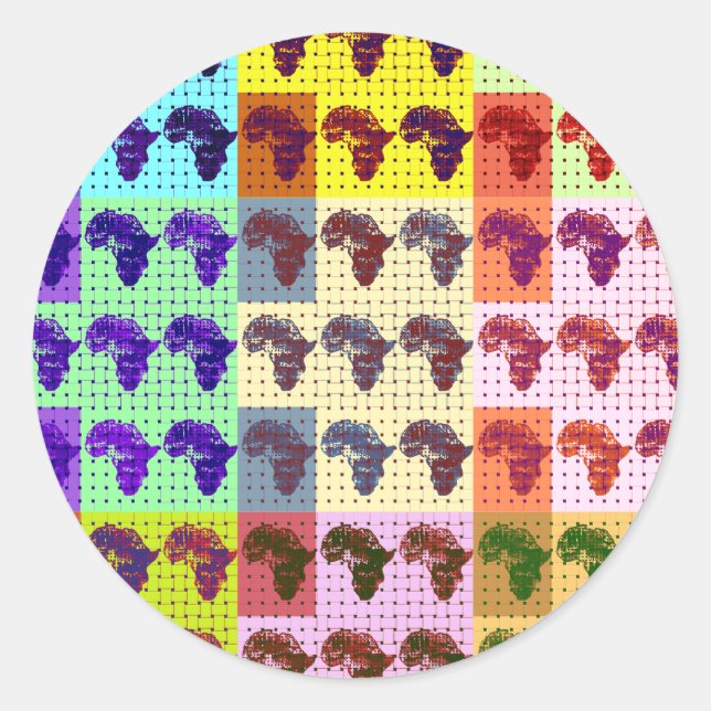 Beautiful African Map Checkered Pap art ethnic  Classic Round Sticker (Front)