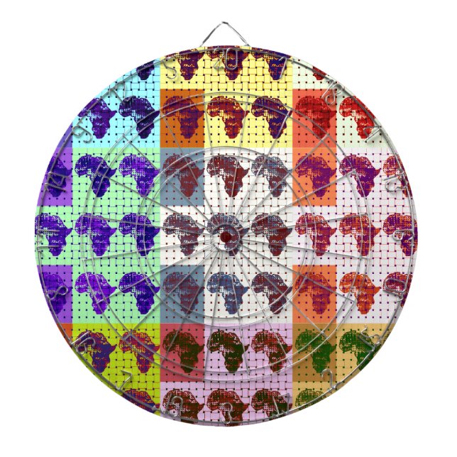 Beautiful African Map Checkered Pap art ethnic  Dartboard With Darts (Front)