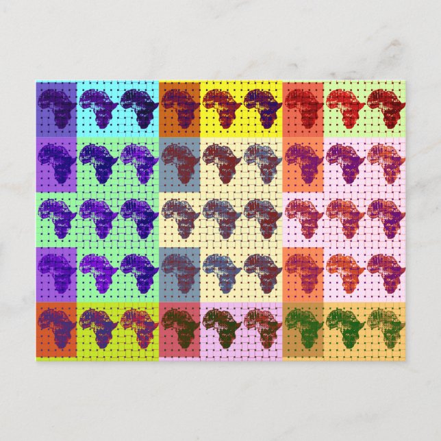 Beautiful African Map Checkered Pap art ethnic  Postcard (Front)