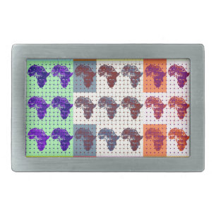 Beautiful African Map Checkered Pap art ethnic Rectangular Belt Buckle