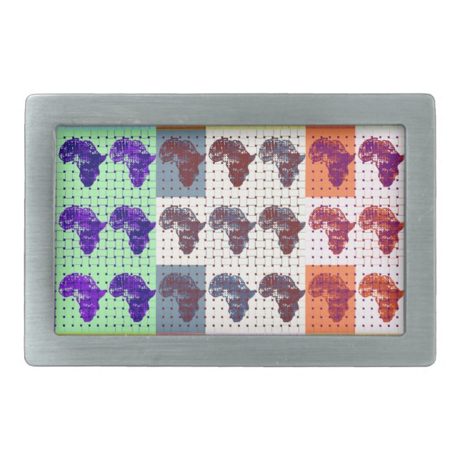 Beautiful African Map Checkered Pap art ethnic  Rectangular Belt Buckle (Front)