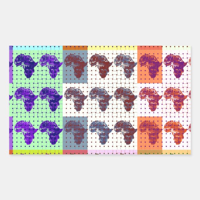 Beautiful African Map Checkered Pap art ethnic  Rectangular Sticker (Front)