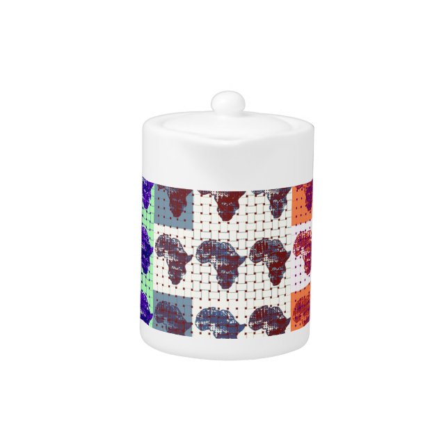 Beautiful African Map Checkered Pap art ethnic  Teapot (Front)