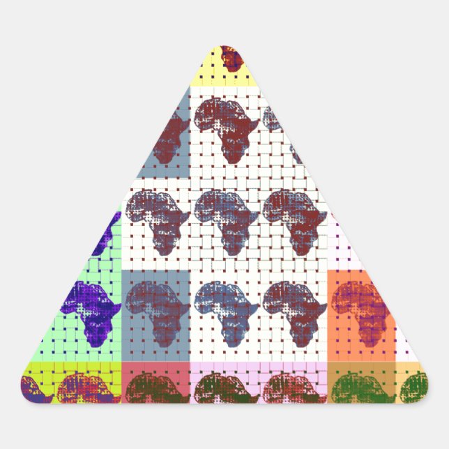Beautiful African Map Checkered Pap art ethnic  Triangle Sticker (Front)