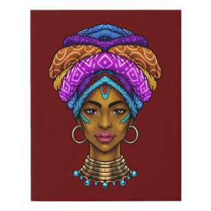 Beautiful African Queen Faux Wrapped Canvas Print