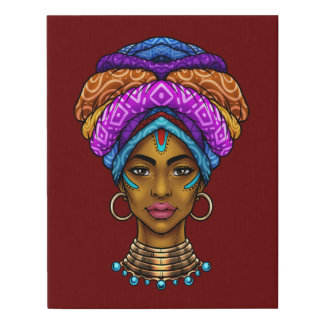 Beautiful African Queen Faux Wrapped Canvas Print