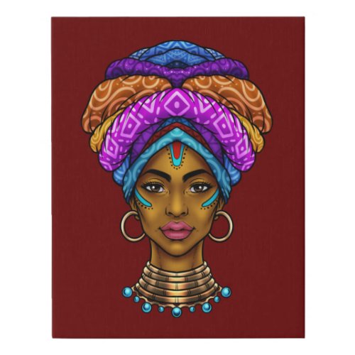 Beautiful African Queen Faux Wrapped Canvas Print