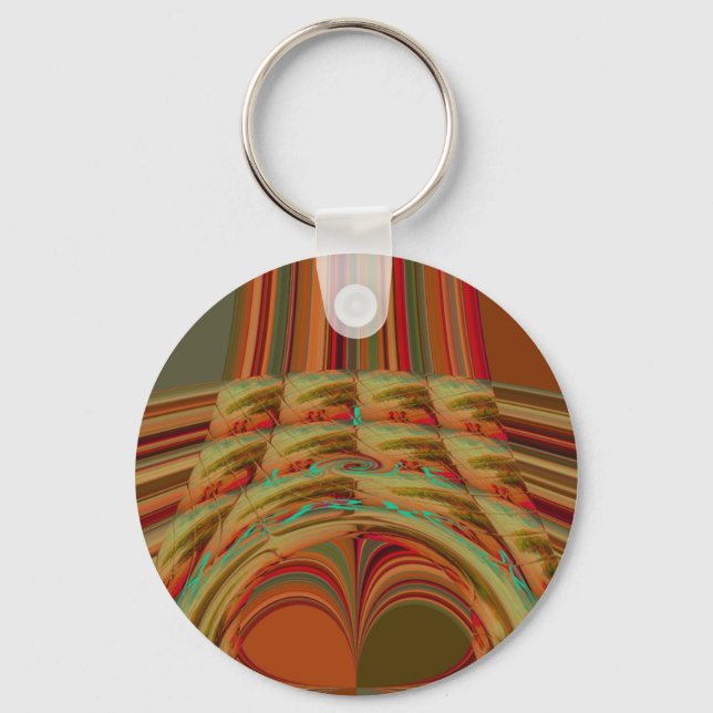 Beautiful African Traditional Golden Brown Motif  Keychain (Front)