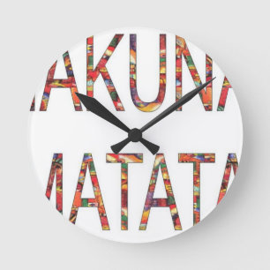 Beautiful African Vintage Colors Hakuna Matata Art Round Clock