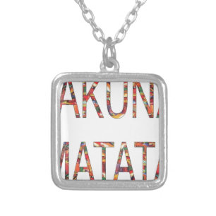 Beautiful African Vintage Colors Hakuna Matata Art Silver Plated Necklace