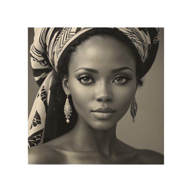 Beautiful African woman Wood Wall Art (Front)