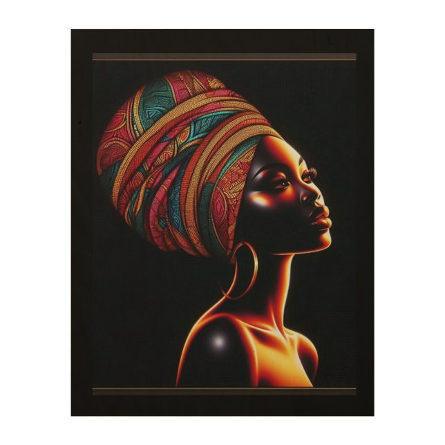 Beautiful African Woman Wood Wall Art (Front)
