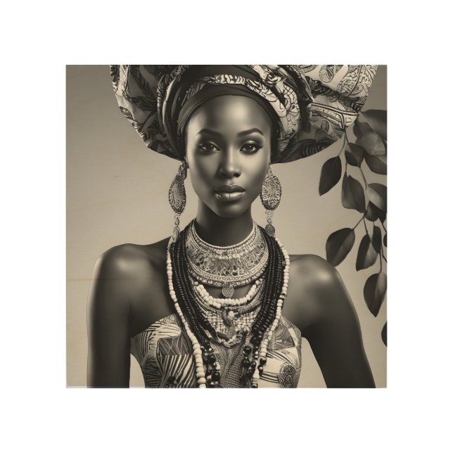 Beautiful African woman Wood Wall Art (Front)