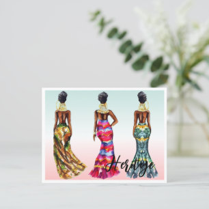 Beautiful African Women Gold Jewelry Colorful Gown Postcard