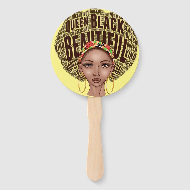 Beautiful Afrocentric Strong Black Woman Hand Fan (Front)