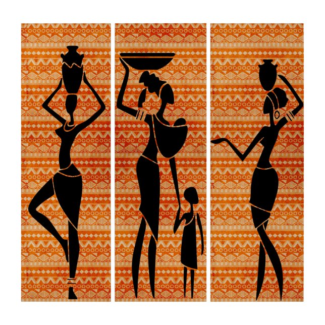 Beautiful Afrocentric Style Woman at Work Triptych (Front)